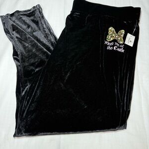 New Disney Parks Lounge Pants Velour Black Pants Meet Me At The Castle Size XXL